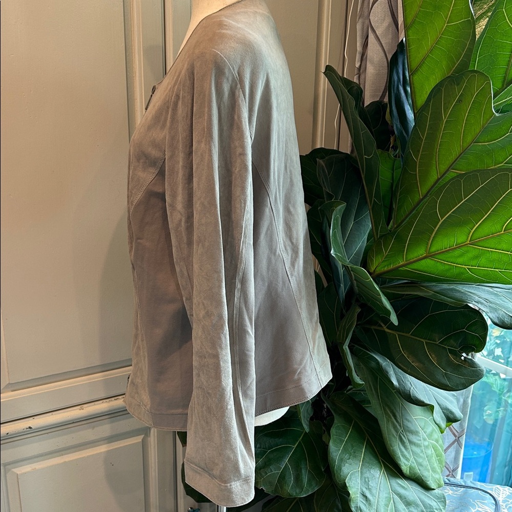 Lafayette 148 New York Olive Suede Leather Women's Jacket Size 16 - Picture 7 of 10